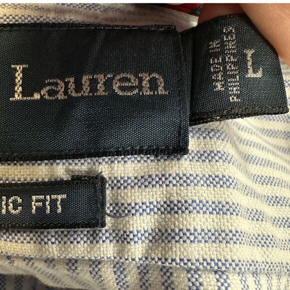 Ralph Lauren Blue and White Striped Casual Button Down Shirt - Picture 6 of 11